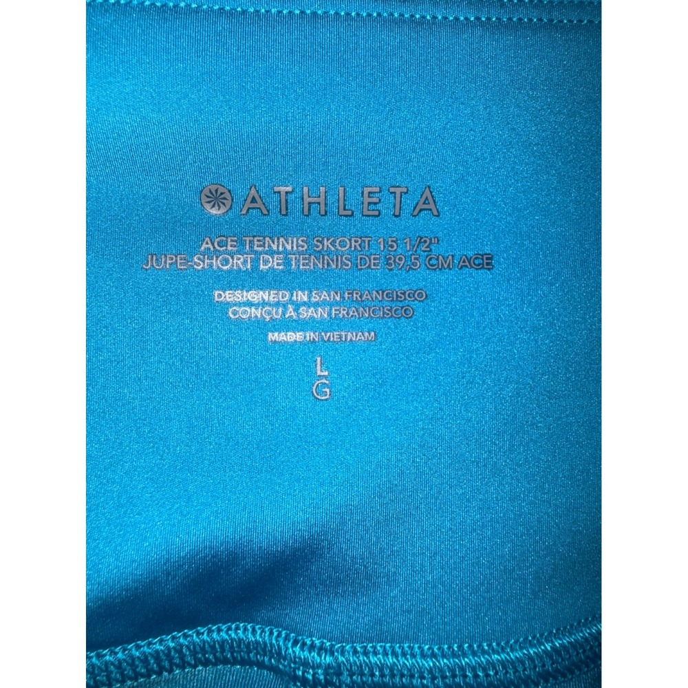 Athleta Ace Tennis Skort 15.5 Blue Teal Pleated Athletic Golf Skirt Large - Picture 8 of 12